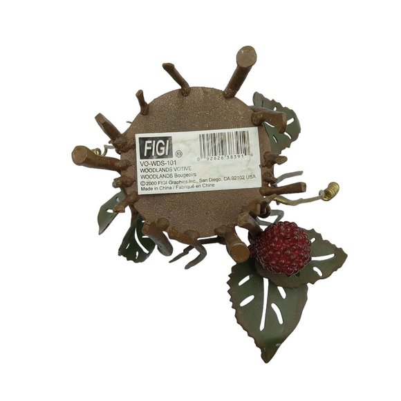 Vintage Figi Graphics Metal Sculpted Floral Votive Candle Holder, Glass Insert, - Picture 7 of 10